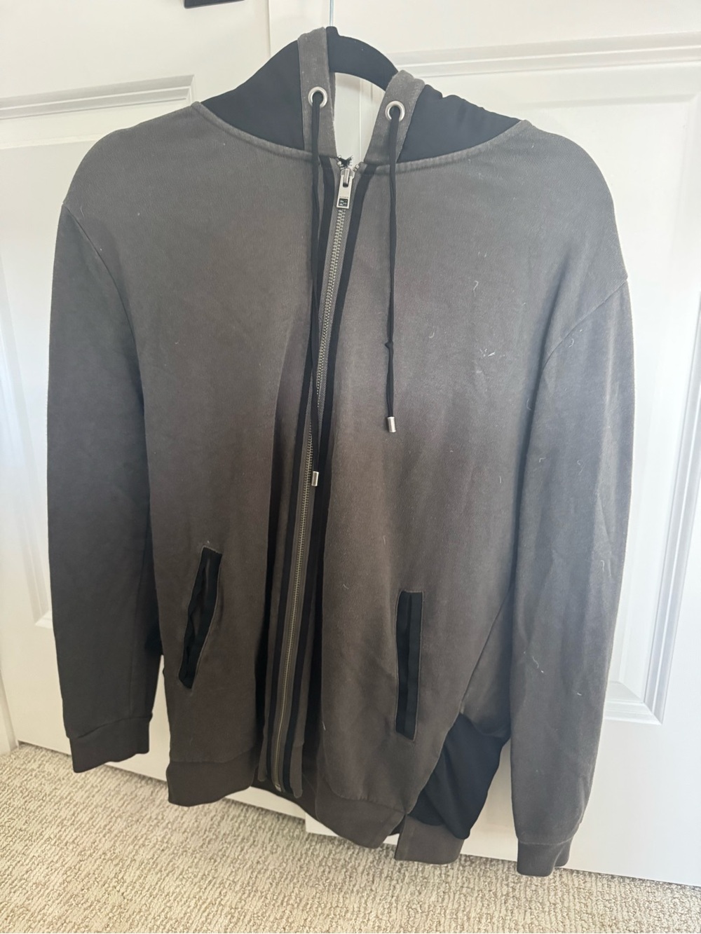 All Saints Unisex Gray Hooded Zip Sweater
